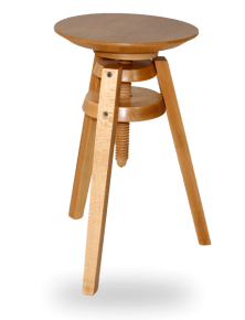 Tabouret  contemporain à vis "Vernis Naturel"