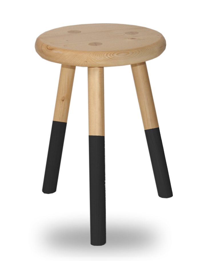 Tabouret rond en bois avec pieds fourche en fer