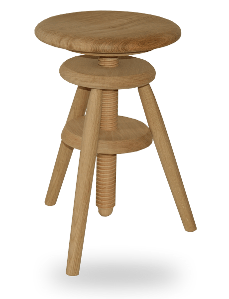 Tabouret en bois réglable hauteur: Tabouret bois à vis d'horloger