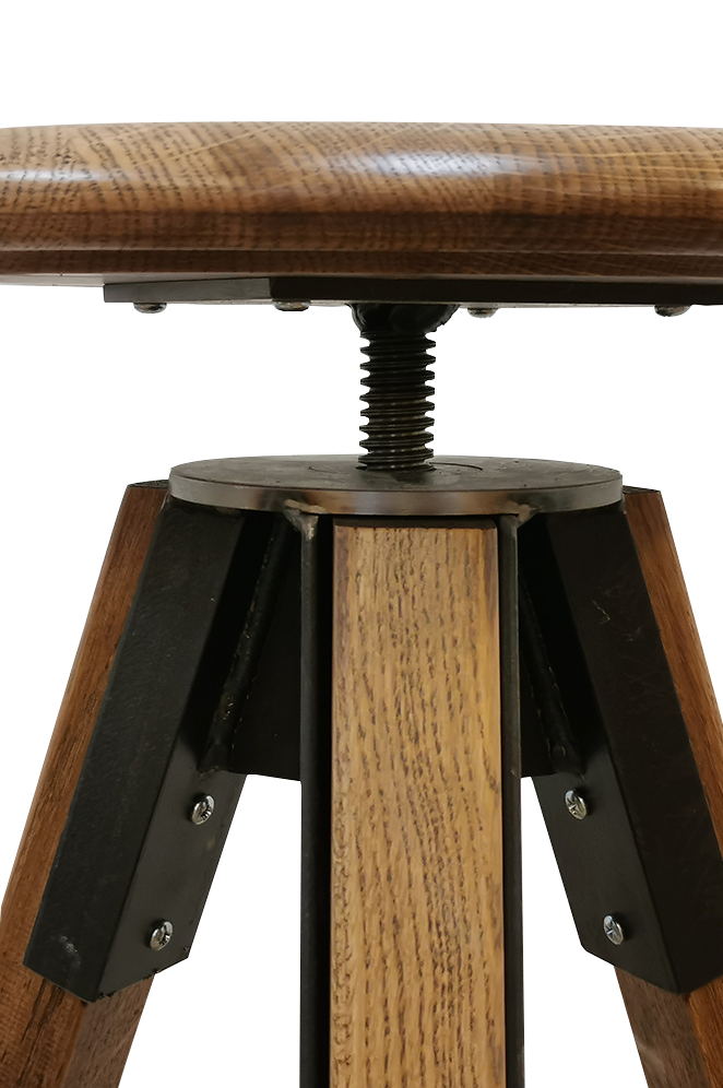 Tabouret de bar industriel bois métal hauteur réglable PH011